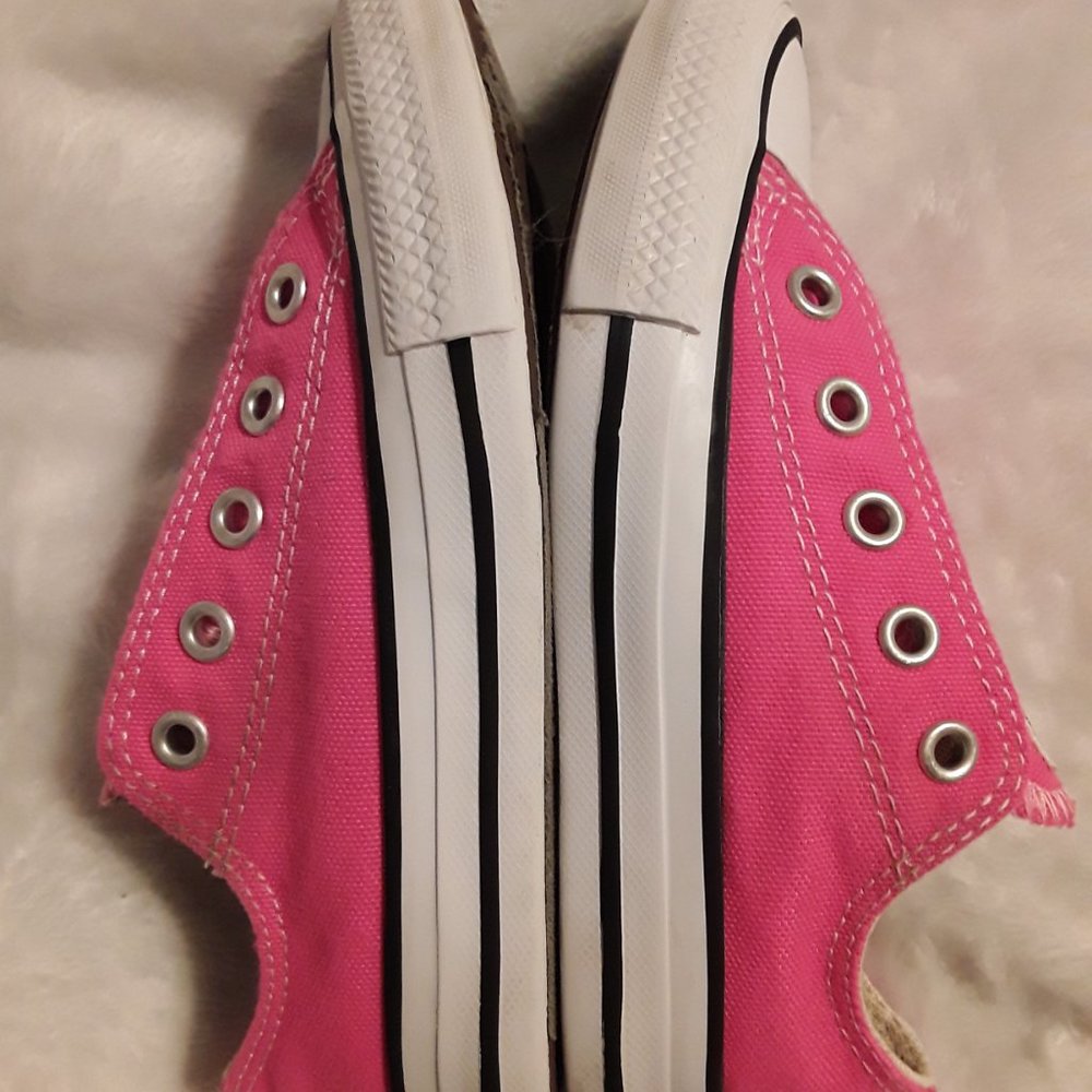 Hot Pink Low Top Classic Converse Sneakers - Picture 3 of 6